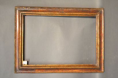 null RVERSE PROFILE FRAME in gilded and painted molded wood with faux tortoiseshell...