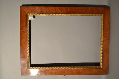 null FRAME in wood veneered with burr, view in carved and gilded wood with small...