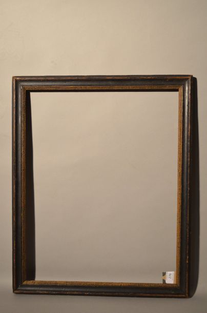 null Moulded and blackened wood frame with checkerboard decoration with
Italian view,...