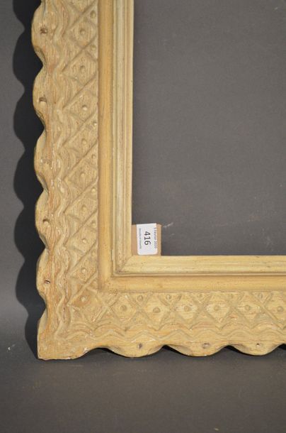 null FRAME in carved, painted and patinated wood with decoration of crossbars, iron...