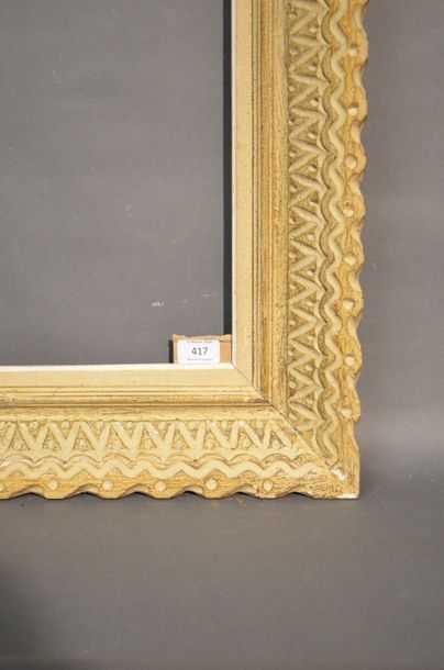 null FRAME in carved, painted and patinated wood with crossbars decoration model...