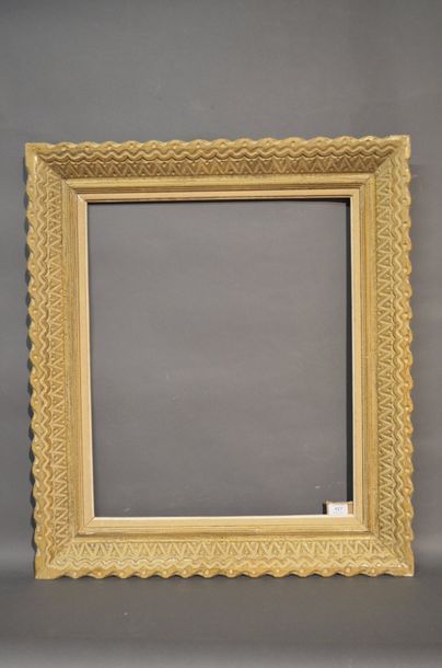 null FRAME in carved, painted and patinated wood with crossbars decoration model...