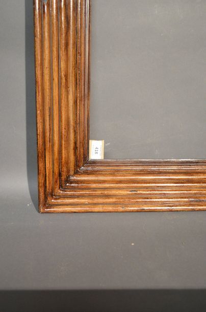null FRAME in moulded, painted and patinated wood with stepped flange decoration,...