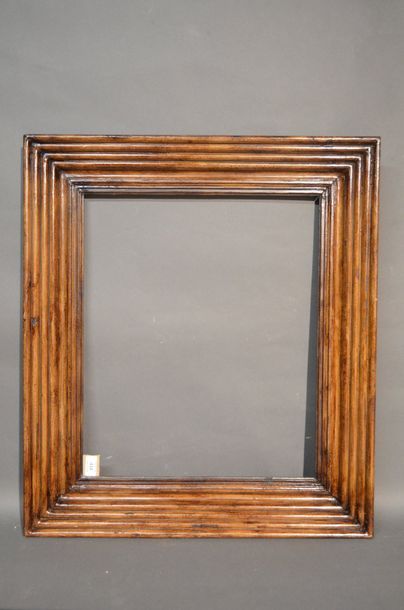 null FRAME in moulded, painted and patinated wood with stepped flange decoration,...