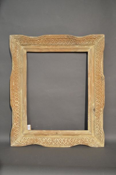 null FRAME in carved, painted and patinated wood with decoration of crossbars, iron...