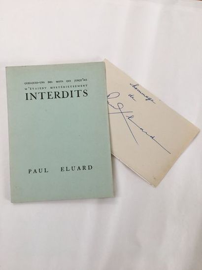 ELUARD Paul IMMEDIATE LIFE. Paris, Cahiers Libres, 1932. In-8, pinned.
First edition.
Autograph...