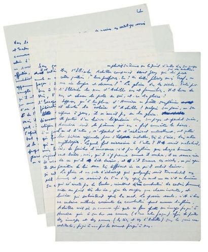 Genet (Jean) THREE AUTOGRAPH MANUSCRIPTS. Circa 1975. 3 pages in-4.
The first manuscript...