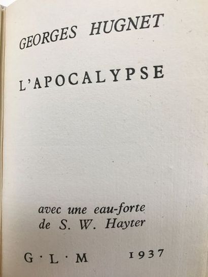HUGNET Georges L'APOCALYPSE. Paris, GLM, 1937. In-12, reliure bradel, pleine peau...