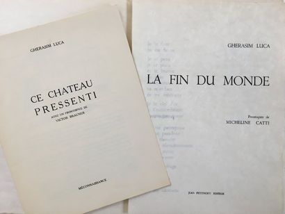 LUCA Ghérasim LA FIN DU MONDE. Paris, Editions Sic - Jean Petithory, 1969. In-4,...