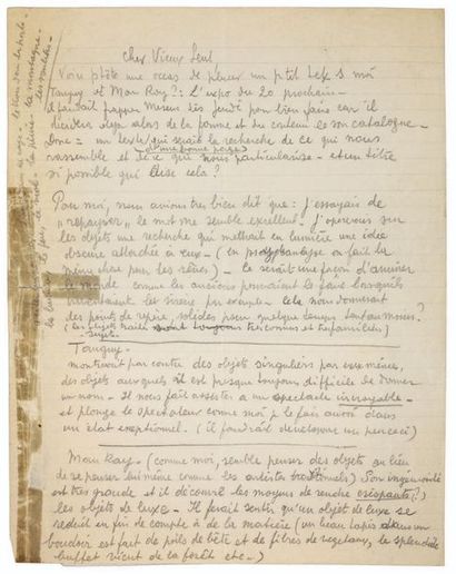 MAGRITTE René SELF-LETTER SIGNED TO JEAN SCUTENAIRE. 1937. 1 page and a half, envelope...