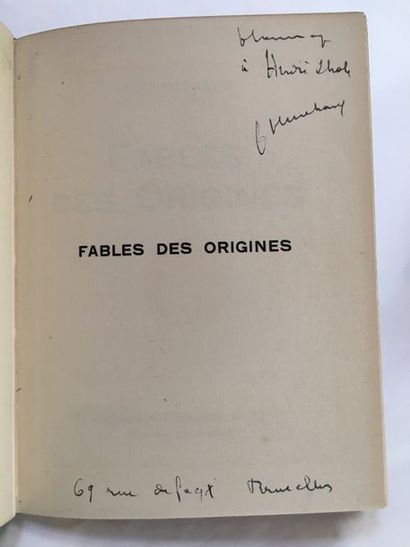 MICHAUX Henry FABLES DES ORIGINES. Paris, Bruxelles, Éditions du Disque Vert, s.d....