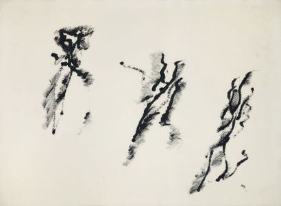 MICHAUX Henri ACRYLIC ON SIGNED PAPER, Circa 1968. 59 x 78 cm, under Acrylic frame
on...