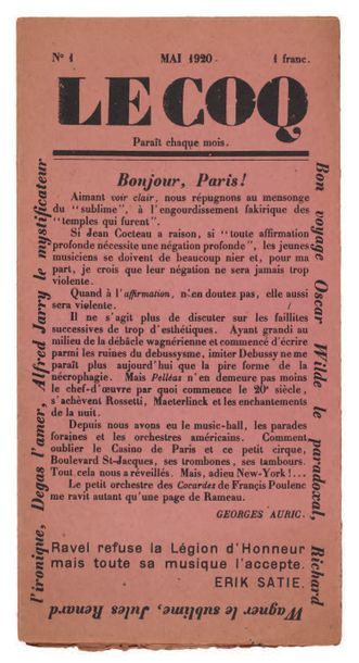 null REVIEW. THE QOC. Number 1 of May 1920. Paris. Leaflet in-4.
Number 1 of this...