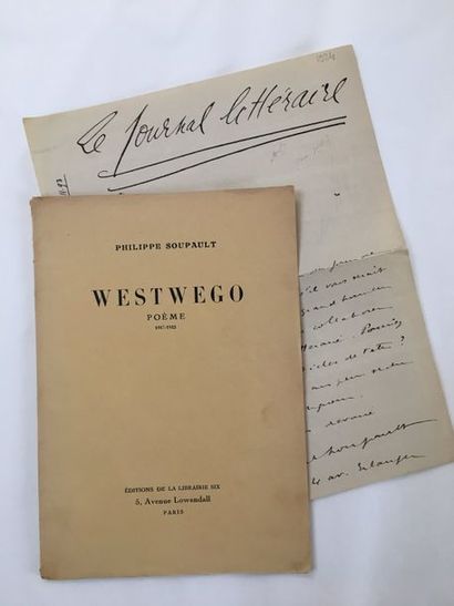 SOUPAULT Philippe WESTWEGO. Paris, Librairie Six, 1922. In-8, pinned.
Original edition...