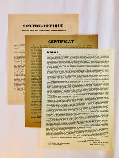 null TRACTS. ELUARD Paul. CERTIFICATE. 1932. 1 page in-4 on green paper printed on...