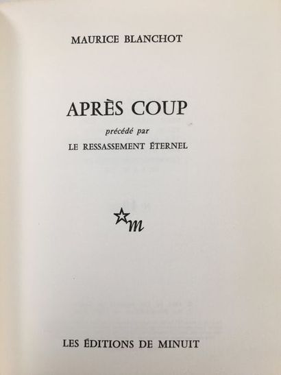 BLANCHOT Maurice APRÈS COUP précédé par LE RESSASSEMENT ÉTERNEL. Paris, Les Éditions...