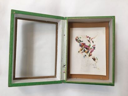 BRETON André COLLAGE ORIGINAL SIGNÉ. 1961. 9,5 x 7 cm, sous un coffret vitré.
Collage...