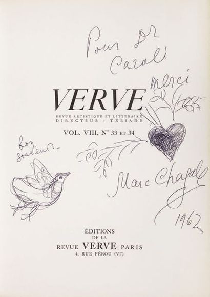 CHAGALL Marc BIBLE. Paris, Numéro 33-34 de Verve, Directeur Teriade, 1956. In-folio,...