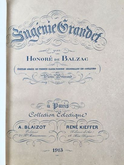 BALZAC (Honoré de). Eugenie Grandet. Paris, Collection éclectique, A. Blaizot, René...