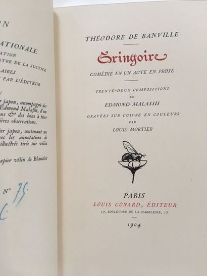 BANVILLE (Théodore de). Gringoire, one-act prose comedy. Paris, Louis Conard, 1904....