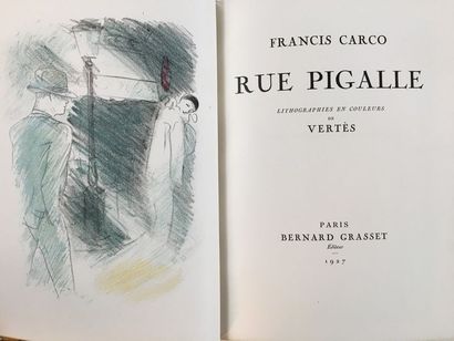 CARCO (Francis). Rue Pigalle. Paris, Bernard Grasset, 1927. In-4, brown half-marquin...