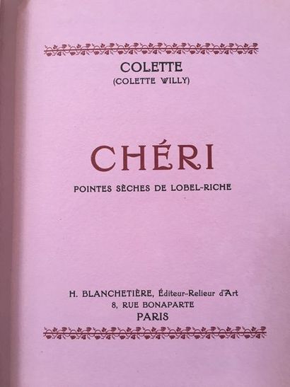 COLETTE. Chéri. Paris, Blanchetière, 1925. Petit in-4, maroquin vert, janséniste,...