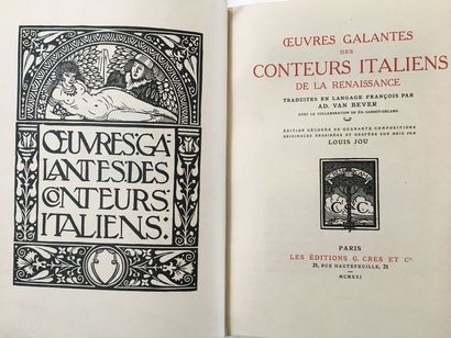 CONTEURS ITALIENS DE LA RENAISSANCE (Œuvres galantes des). Paris, G. Crès, 1921....
