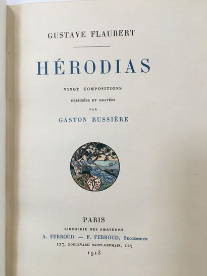 FLAUBERT (Gustave). Hérodias. Paris, Ferroud, 1913. In-12, maroquin fauve, double...