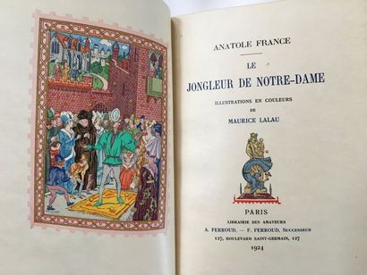 France (Anatole). The Juggler of Notre Dame. Paris, Ferroud, 1924. In-12, blue morocco,...