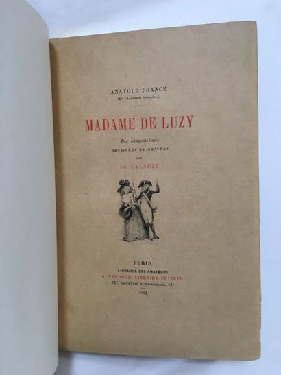 France (Anatole). Madame de Luzy. Paris, Ferroud, 1902. In-12, maroquin noir, dos...