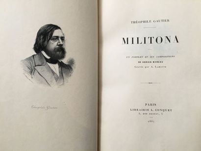 GAUTIER (Théophile). Militona. Paris, L. Conquet, 1887. In-8, orange morocco, multiple...