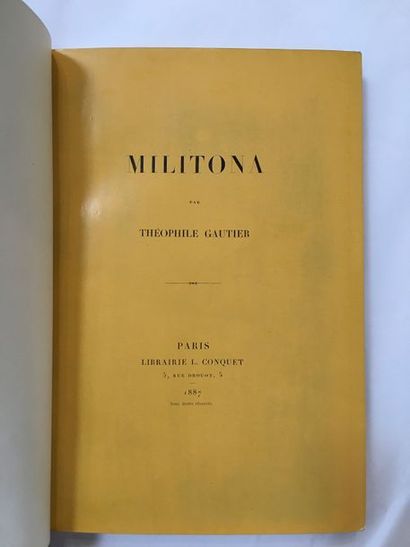 GAUTIER (Théophile). Militona. Paris, L. Conquet, 1887. In-8, orange morocco, multiple...