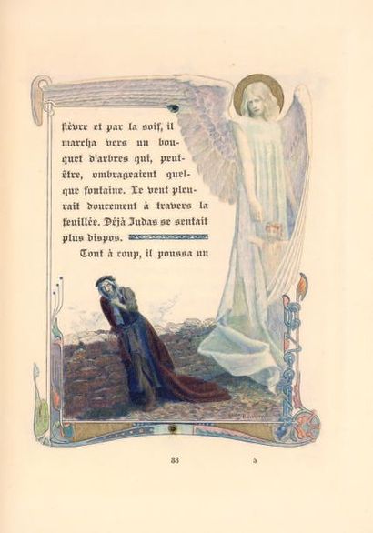 GEBHART (Émile). The Last Night of Judas. Paris, Ferroud, 1908. In-8, red morocco,...