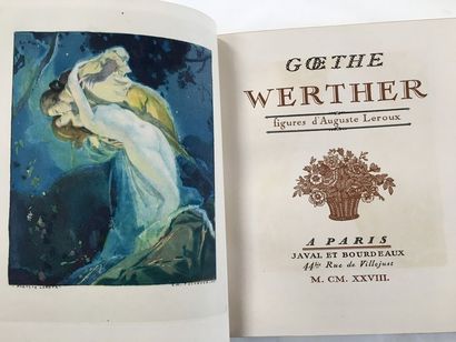 GOETHE. Werther. Paris, Javal and Bourdeaux, 1928. In-4, burgundy half maroon with...