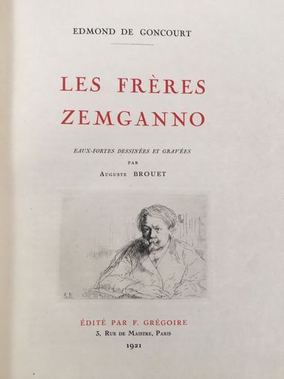 GONCOURT (Edmond de). Les Frères Zemganno. Paris, F. Grégoire, 1921. Grand in-8,...