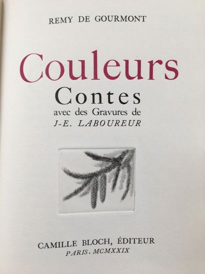 GOURMONT (Rémy de). Couleurs. Tales. Paris, Camille Bloch, 1929. In-8, in sheets,...