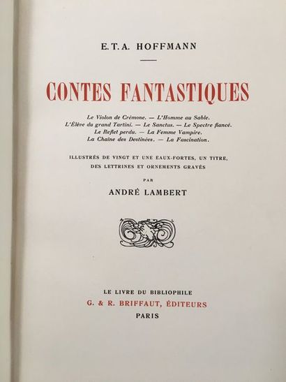 HOFFMANN. Contes fantastiques. Paris, G. et R. Briffaut, 1925. In-4, demi-maroquin...