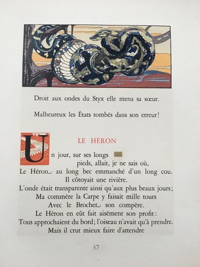 LA FONTAINE (Jean de). Fables. Paris, Gonin et Cie, 1929. In-4, sheets, publisher's...