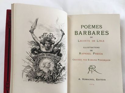 LECONTE DE LISLE. Barbarian poems. Paris, A. Romagnol, 1914. Large in-8, red morocco,...