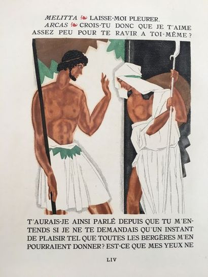 LOUYS (Pierre). Ancient tales. Paris, Édition du bois sacré, 1929. In-4, sheets,...