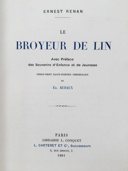 RENAN (Ernest). Le Broyeur de lin. Avec préface des Souvenirs d'enfance et de jeunesse....