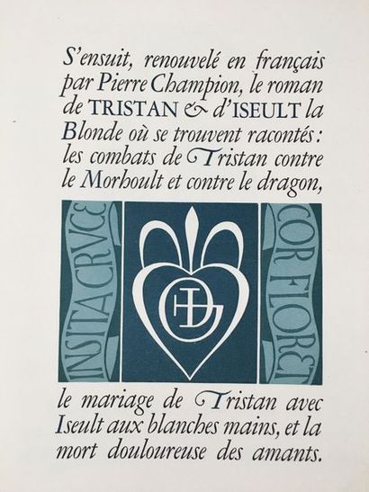 ROMAN DE TRISTAN ET ISEULT (Le). 1928. In-4, en feuilles, emboîtage de l'éditeur.
Illustrations...