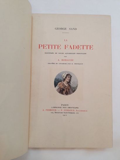 SAND (George) Little Fadette. Paris, Ferroud, 1912. In-8, royal blue morocco, jansenist,...