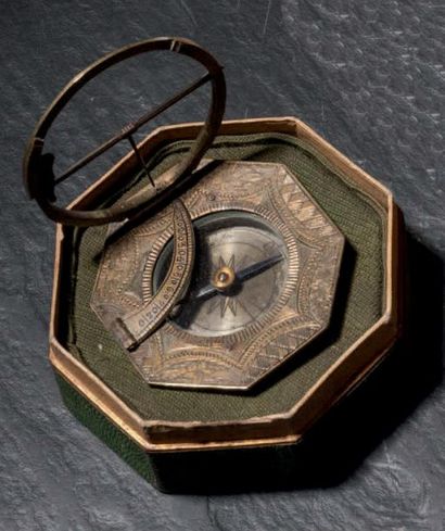 Equinoxial dial in steel and octagonal-shaped...