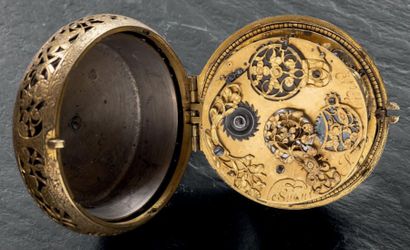 LE SUEUR à Gisors - Milieu du XVIIe siècle 
Montre horloge de carrosse en métal doré...