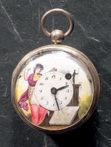 LANDRY à Paris - Début du XIXe siècle 
Silver "Empire" watch. Smooth hinged case....