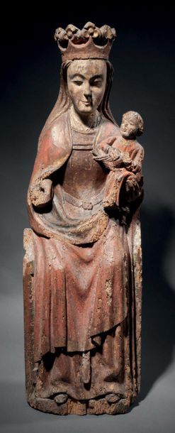 Virgin and Child seated in carved, gilded...