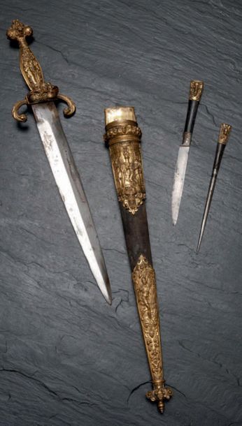 null Necessary dagger in Renaissance style.
Gilt and chased bronze mount. Chiselled...