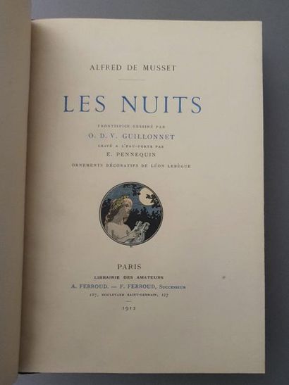 MUSSET (Alfred de). The Nights. Paris, Ferroud, 1912. In-8, midnight blue half-marquin...