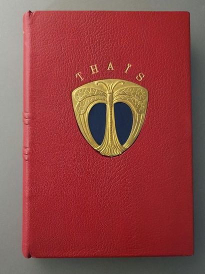 France (Anatole). Thai. Paris, Ferroud, 1909. In-8, raspberry morocco, on the first...